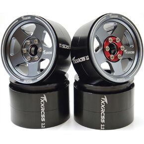 Adjustable 2 Offsets RC 2.2 Beadlock Wheels Rims Hub 1/10 Crawle Car Wheel Aluminum Upgrades for Gen8 Everest Gen 7 Pro / SCX10 Trx4m(4PC) (Black) in Kuwait