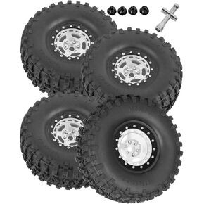 2.2in Aluminium Wheels&Wheel Rim Tires Beadlock Wheel&Wheel Hub Rim Upgrades Part for 1/10 SCX10 SCX10II SCX10III 90046 TRX4 D90.4PCS(135 * 55MM),Green