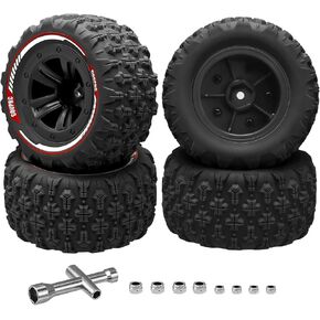 GOUPRC 12mm Hex RC Wheel Tires Set, 3.26 * 1.67 Inches 4PCS Swamp Claw Mud Terrain Tires Accessories for 1/14 1/16 RC Car Crawler Buggy Truck