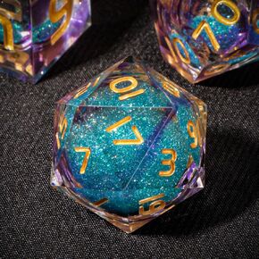 OUKELANWO Liquid Core Koi Fish DND Dice Set D&D with Box, 7Pcs Sharp Edge Resin Dungeons and Dragons Polyhedral Role Playing Gaming Dice, Ocean RPG D and D D20 D12 D10 D8 D6 D4 Dice