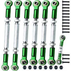 Stainless Steel Adjustable Turnbuckles/Camber Links with Rod Ends Set for 1/10 Traxxas Slash 4X4/2WD, Rustler 4X4/2WD, Stampede 4X4/2WD, Hoss 4X4,Bandit/VXL RC Car Hops Up Parts(Green)