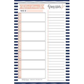 Navy Weekly Meal Planning Calendar Grocery Shopping List Magnet Pad for Fridge, Magnetic Family Pantry Food Menu Board Organizer, Week Diet Prep Planner Tool, Refrigerator What to Eat Dinner Notepad