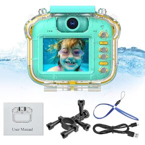 Contixo KC1 Waterproof Kids Camera - Camera for Kids, 1080P Video Underwater Camera with Silicone Cover & Puzzle Games, IP68, 2.4" Selfie Toddler Camera Toys for 3-12 Years Old Girls Boys, Yellow
