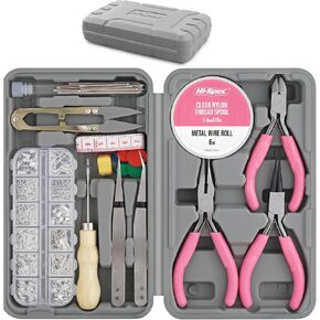 Hi-Spec 17pc Jewellery Making Tool Kit & 600pc Findings Accessories Box Set. Pliers & Wires for Handmade Bracelets, Necklaces, Earrings and Charms Arts & Crafts Making