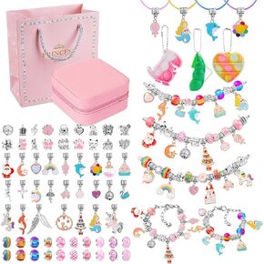 SUYUKI Charm Bracelet Making Kit, Jewelry Making Kit for Girls 6 7 8 10 11 12, Unicorn Mermaid Toy, Crafts for Girls Ages 4 5 6 7 8 Toys for Girls 8-10 Christmas Crafts for Kids