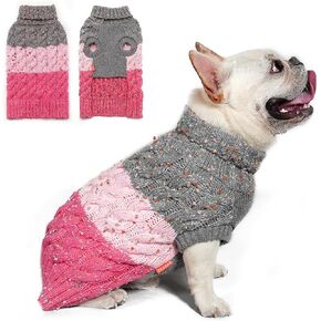 KYEESE Color Block Dog Sweater for Small Dogs Turtleneck Thermal Knit in Saudi Arabia