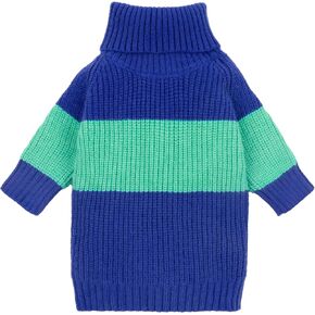 Fitwarm Dog Striped Knitted Sweater, Thermal Turtleneck Pet Coat, Dog Winter Clothes for Small Dogs Boy Girl, Cat Apparel, Red, Medium
