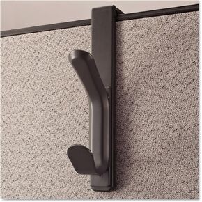 TableTop King Universal 08607 Recycled Cubicle Double Coat Hook, Plastic, Charcoal