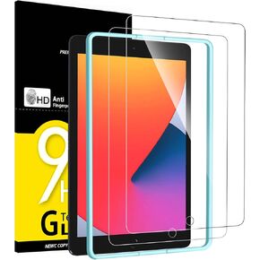 NEW'C [2 Pack] Designed for iPad 9 (2020)/ iPad 8 (2020)/ iPad 7 (2019)[10,2", 9./8./7. Generation] and an Alignment Tool offered Screen Protector Tempered Glass, Case Friendly Ultra Resistant