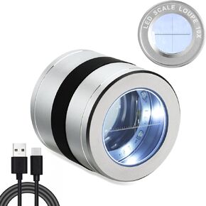 Scale Loupe, 10x Magnification Jewelers Loupe with LED and UV Light Illuminated Jewelry Glass Loupe Rechargeable Magnifier Gem Tools Coins Stamps Watch Repair Circuit Board Inspection