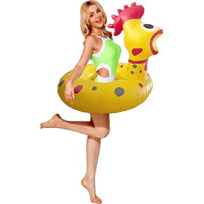 Noisy Chicken Pool Float Ring, Making Squeaky Sound, First Pool Float to Make Hilarious Sound, Recommended Age 8+