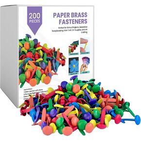 Performore - 200 Pcs of 8mm x 16mm Assorted Multi Colors Round Head Fasteners, Brads for Arts and Crafts, Scrapbooking, Decorating and DIY Uses, Flexible Premium Size and Quality