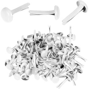 Ymapinc 100PCS Brads Paper Fasteners, Round Fasteners Brads Mini Metal Brads for Craft Art Crafting Project Brass Fasteners Handmade Project Decorative Paper Decoration DIY Supplies(White)