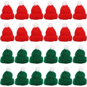 LOMIMOS Christmas Mini Knitting Doll Hats，48Pcs Mini Craft Knitting Hats Cute Doll Craft Hat Mini Wool Hat Christmas Tree Ornaments Hats for Christmas Ornaments DIY Art and Craft (Red and Green)