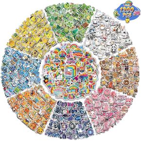 1200PCS Water Bottle Animal Stickers for Kids Classroom - Cute Waterproof Vinyl Laptop Skateboard Sticker Packs for Adults Teens Boys Girls