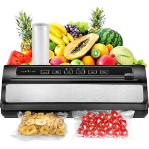 Nutrichef Automatic Food Vacuum Sealer with Double Sealing Function, Electric Air Sealing System for Dry, Liquid & Moist Foods, Reduces Food Waste, Preserve Freshness of Proteins, Fruits, Vegetables