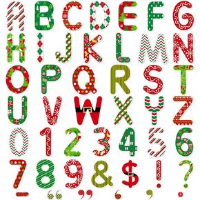 Faccito 176 Pcs Christmas Bulletin Board Decorations Letters Numbers Alphabet Paper Cutouts Punctuation Symbols Combo Set Red and Green Plaid Stripes Classroom Decorations for School Chalkboard Party