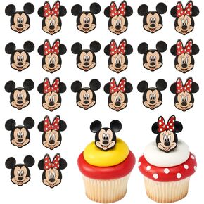 DecoPac Disney's Mickey Mouse and Minnie Mouse Rings, 24 Classic Disney Cupcake Decorations, Cake Toppers For Birthday, Parties, Celebrations - 24 Pack