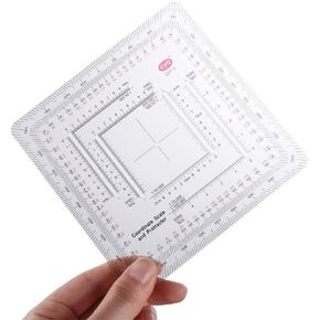 Vctitil Coordinate Scale Map Reading and Protractor,Acrylic Square Measuring Ruler MP-5 for Technical Square Ruler Map Protractor