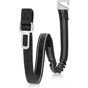 Dog Seat Belt for Car - 2 in 1 Adjustable Short Dog Leash, Wrist Strap for Retractable Dog Leash(2 ft, Black)