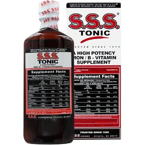 S.S.S. Tonic, Iron and Vitamin B Supplement, High Potency Vitamins, 10 FL Oz, Bottle. 