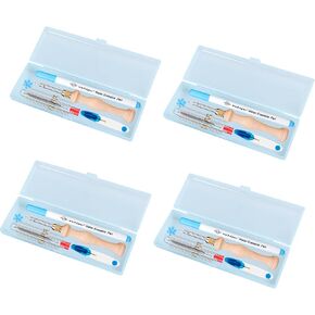 4Pack Punch Needle Kit 1.6mm-2mm-2.5mm-3.5mm-5mm Metal Tubes Adjustable Wooden Punch Needle Tool for Adult Beginner Embroidery Cross Stitching DIY Craft Decoration (Blue) in Kuwait