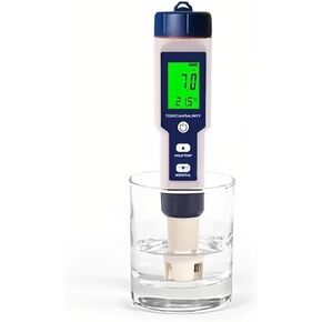 5 in 1 Pool Salt Tester & pH Meter - Aquarium Salinity, PH, Temp, EC, and TDS Meter, Digital Tester for Aquariums Pools, Spa, Hot Tub, Hydroponic, Drinking Water, Home Brewing etc