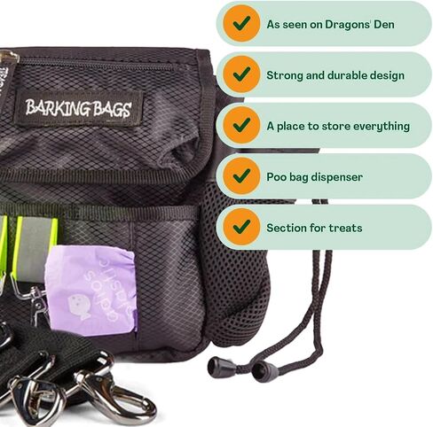 The Original Dog Walking Bag - Black | Barking Bags | As Seen On Dragons’ Den | from The UK | Carry Dog Toys, Dog Treats, Poop Bags & More with Ease in Saudi Arabia