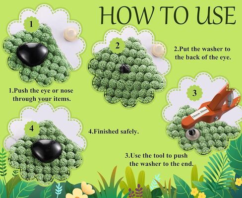 أداة مساعدة للعين الآمنة من GEOCCI لربط عيون السلامة للكروشيه، أدوات كروشيه لعيون الأمان للكروشيه أميجورومي ومحشوة 5-30 مم، مستلزمات صناعة عيون الحيوانات DIY (برتقالي أصفر) in Kuwait