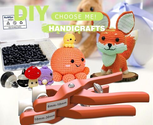 أداة مساعدة للعين الآمنة من GEOCCI لربط عيون السلامة للكروشيه، أدوات كروشيه لعيون الأمان للكروشيه أميجورومي ومحشوة 5-30 مم، مستلزمات صناعة عيون الحيوانات DIY (برتقالي أصفر) in Kuwait