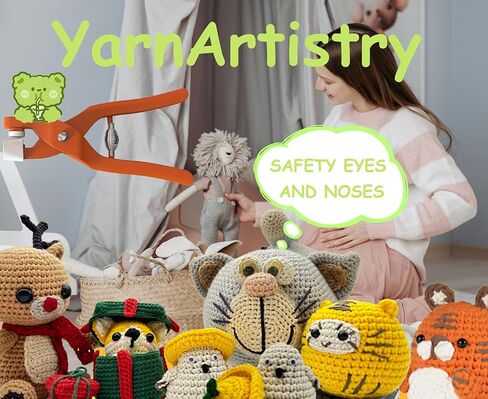 أداة مساعدة للعين الآمنة من GEOCCI لربط عيون السلامة للكروشيه، أدوات كروشيه لعيون الأمان للكروشيه أميجورومي ومحشوة 5-30 مم، مستلزمات صناعة عيون الحيوانات DIY (برتقالي أصفر) in Kuwait