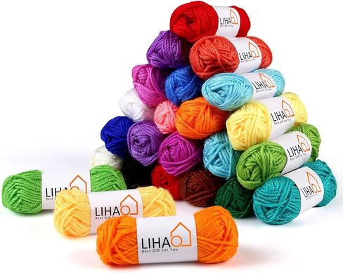 LIHAO 12 Skeins Mini Yarn for Knitting Crochet Craft - 100% Acrylic in Kuwait
