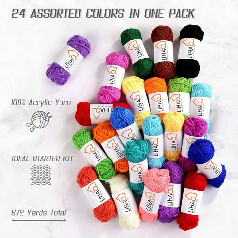 LIHAO 12 Skeins Mini Yarn for Knitting Crochet Craft - 100% Acrylic in Kuwait
