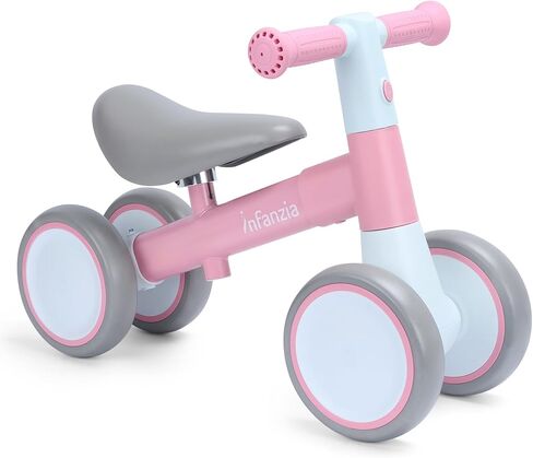 INFANZIA Baby Balance Bike for 12-36 Month Boys Girls, 1 Year Old Toddler First Bike No Pedal with Adjustable Seat, Infant 4 Wheels Bicycle Ride On Toys Kids First Birthday Gifts in Kuwait