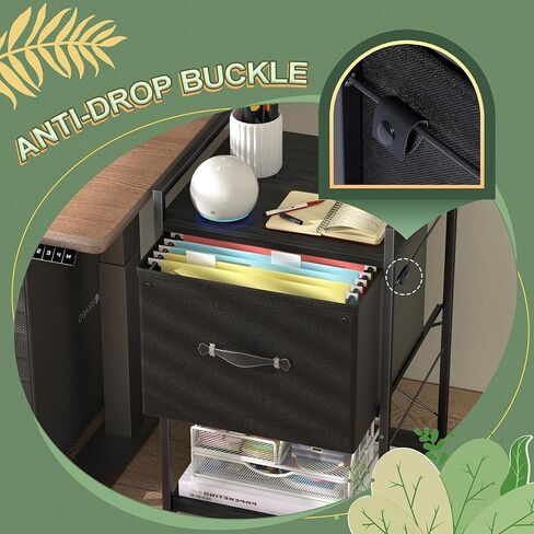 طاولة طباعة مربعة كبيرة مقاس 15.8 بوصة من VECELO مع مساحة تخزين للملفات تناسب حجم الحروف، حامل طابعة متدحرج مع رف ومقابض من طبقتين، حامل طابعة تحت المكتب للمكتب المنزلي، بني + أسود in Kuwait