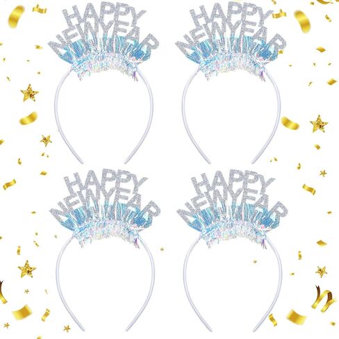 hoteam 4 قطع رأس السنة الجديدة عقال تيارا 2025 رأس السنة الجديدة hairband سنوات جديدة سعيدة hairband وامض سنوات جديدة الشعر التبعي بريق عشية رأس السنة الجديدة الملحقات للنساء البالغات لوازم الحفلات هدية العيد in Kuwait