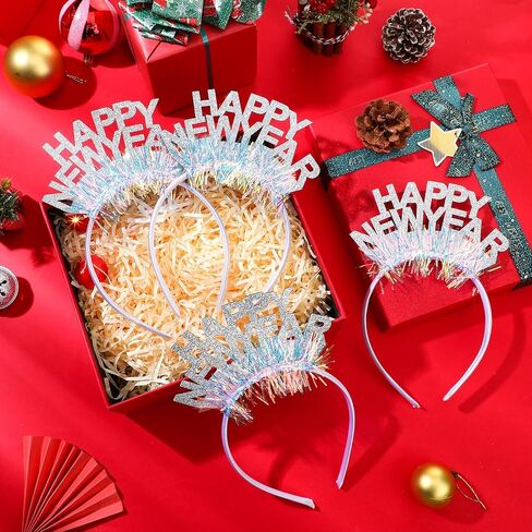 hoteam 4 قطع رأس السنة الجديدة عقال تيارا 2025 رأس السنة الجديدة hairband سنوات جديدة سعيدة hairband وامض سنوات جديدة الشعر التبعي بريق عشية رأس السنة الجديدة الملحقات للنساء البالغات لوازم الحفلات هدية العيد in Kuwait