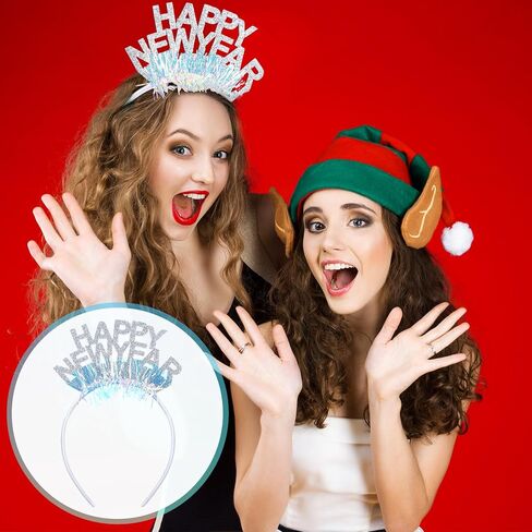 hoteam 4 قطع رأس السنة الجديدة عقال تيارا 2025 رأس السنة الجديدة hairband سنوات جديدة سعيدة hairband وامض سنوات جديدة الشعر التبعي بريق عشية رأس السنة الجديدة الملحقات للنساء البالغات لوازم الحفلات هدية العيد in Kuwait