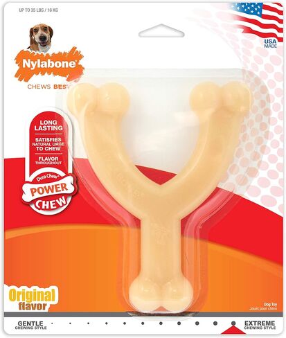 Nylabone Power Chew Wishbone Chew Toy for Dogs, Indestructible Chew Toys for Aggressive Chewers, Original Flavor, Medium up to 35 lbs. (1 Count) in Saudi Arabia