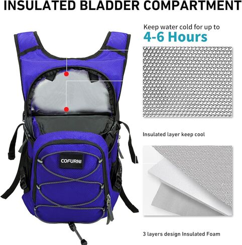 حقيبة ظهر مرطبة سعة 20 لترًا مع المثانة المائية 2 لتر، حقيبة نهارية كبيرة للتخزين والمشي لمسافات طويلة للرجال والنساء، حقيبة ظهر مائية عازلة خفيفة الوزن لركوب الدراجات والجري والتزلج والرحلات والتخييم in Kuwait