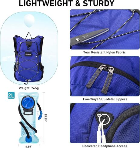 حقيبة ظهر مرطبة سعة 20 لترًا مع المثانة المائية 2 لتر، حقيبة نهارية كبيرة للتخزين والمشي لمسافات طويلة للرجال والنساء، حقيبة ظهر مائية عازلة خفيفة الوزن لركوب الدراجات والجري والتزلج والرحلات والتخييم in Kuwait