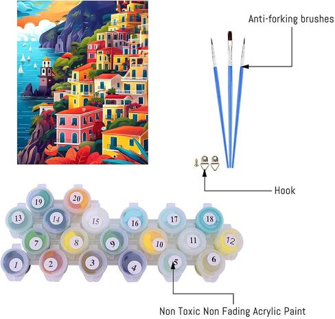 cdjlddww Retro Cocktail Paint by Numbers Kit for Adults, Cocktail Paint by Numbers Kit for Adults Beginner, DIY Watercolor Paint by Numbers Kits on Canvas Without Frame for Home Wall Decor 16X20 Inch in Saudi Arabia