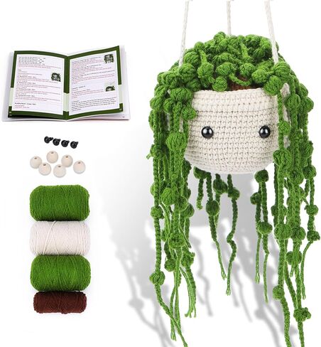 طقم كروشيه للمبتدئين من مورفين، طقم كروشيه للمبتدئين، مجموعات كروشيه للنباتات المعلقة، طقم كروشيه للمبتدئين للبالغين مع خيوط كروشيه، خطافات، فيديو خطوة بخطوة، لحرف الهالوين اليدوية in Kuwait