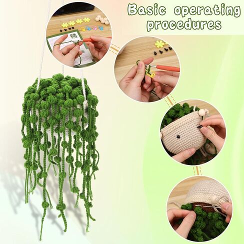 طقم كروشيه للمبتدئين من مورفين، طقم كروشيه للمبتدئين، مجموعات كروشيه للنباتات المعلقة، طقم كروشيه للمبتدئين للبالغين مع خيوط كروشيه، خطافات، فيديو خطوة بخطوة، لحرف الهالوين اليدوية in Kuwait