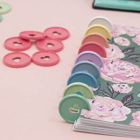 Craftelier - حلقات قرص معدنية على شكل حرف M مع قلب مقطوع بالقالب لتجليد سجل القصاصات للمخططين أو جداول الأعمال أو أجهزة الكمبيوتر المحمولة أو الألبومات | عبوة من 9 قطع. 35 ملم - لون أبيض in Kuwait