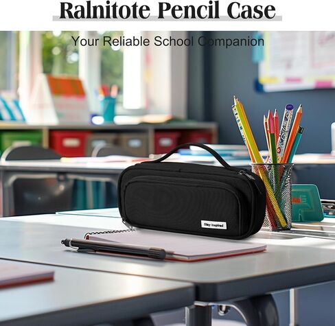 Large Pencil Case for Girls and Boys, Aesthetic Pencil Case Organizer with Handle, Cute Pencil Pouch for School & Office Supplies-Pink in Saudi Arabia