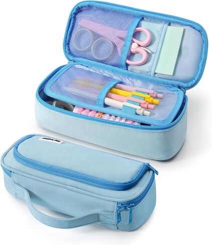 Large Pencil Case for Girls and Boys, Aesthetic Pencil Case Organizer with Handle, Cute Pencil Pouch for School & Office Supplies-Pink in Saudi Arabia