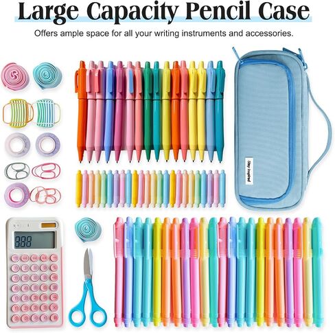 Large Pencil Case for Girls and Boys, Aesthetic Pencil Case Organizer with Handle, Cute Pencil Pouch for School & Office Supplies-Pink in Saudi Arabia