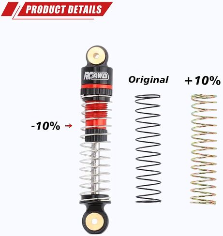 RCAWD Hole to Hole 40mm Shocks Oil Filled & Wheel Lock Nut for Axial 1/24 SCX24 Front Rear Shock Upgrades Part Silver in Saudi Arabia