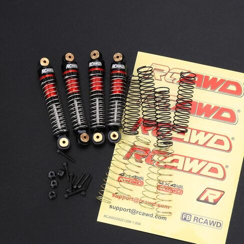 RCAWD Hole to Hole 40mm Shocks Oil Filled & Wheel Lock Nut for Axial 1/24 SCX24 Front Rear Shock Upgrades Part Silver in Saudi Arabia